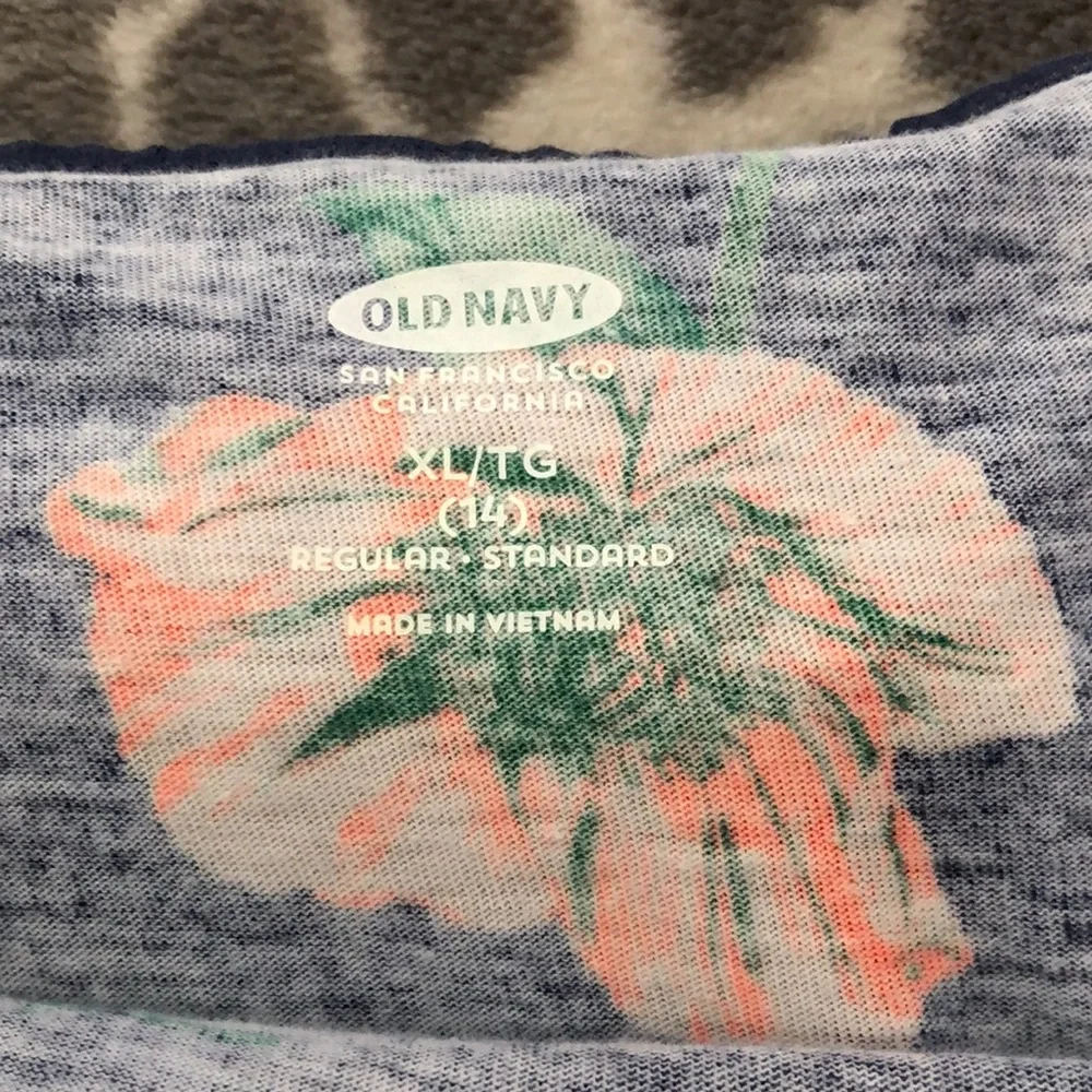 Old Navy Girls Ruffle Cami Tank Top Blue Floral size XL 14
